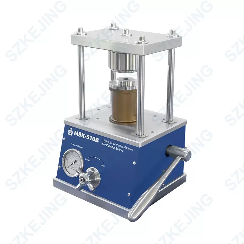 MSK-510B-02 Hydraulic Crimping Machine for Cylindrical Cases (Optional: 32650, 26650, 21700, 18650, etc)-MSK-510B