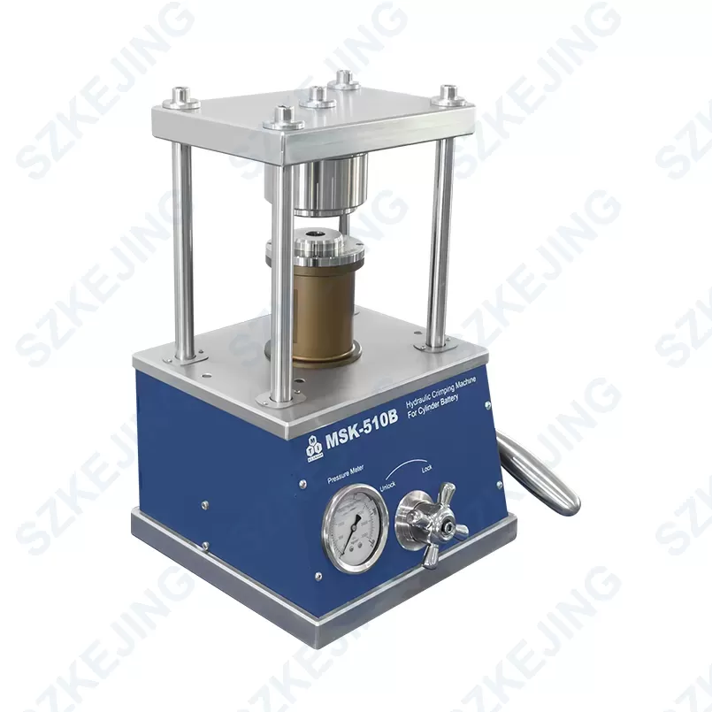 Hydraulic Crimping Machine for Cylindrical Cases  (Optional: 32650, 26650, 21700, 18650, etc)-MSK-510B