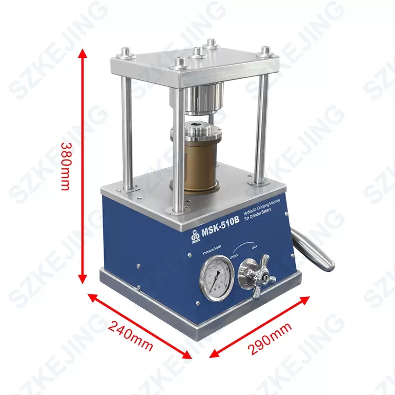 Hydraulic Crimping Machine for Cylindrical Cases  (Optional: 32650, 26650, 21700, 18650, etc)-MSK-510B